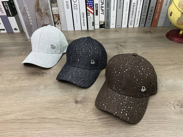9734# #Dior Dior side logo flower dot hard top baseball cap casual duckbill cap