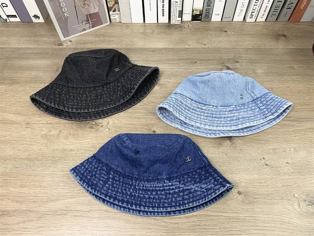 9733# #Chanel small label denim fisherman hat for men and women, all-match basin