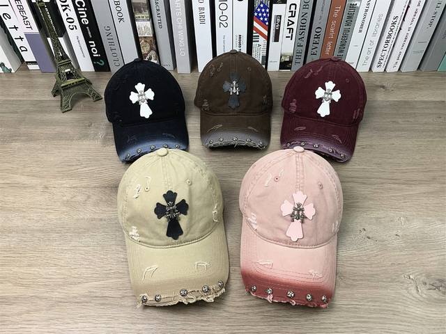 9721# #Chrome Hearts distressed soft top baseball cap with holes for men and wom