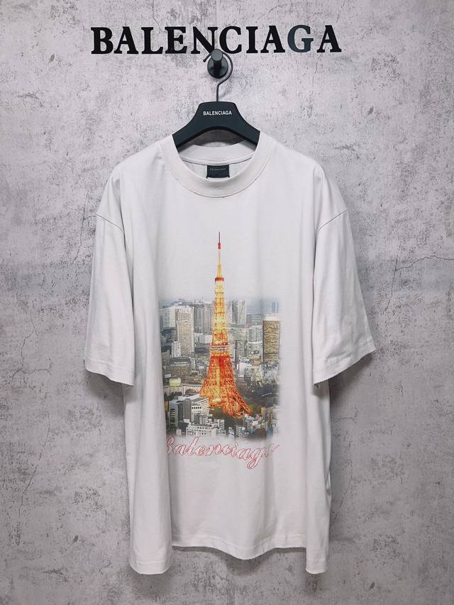 Balenciaga Paris Balenciaga Tokyo Ginza Limited Eiffel Tower Short Sleeve Fabric