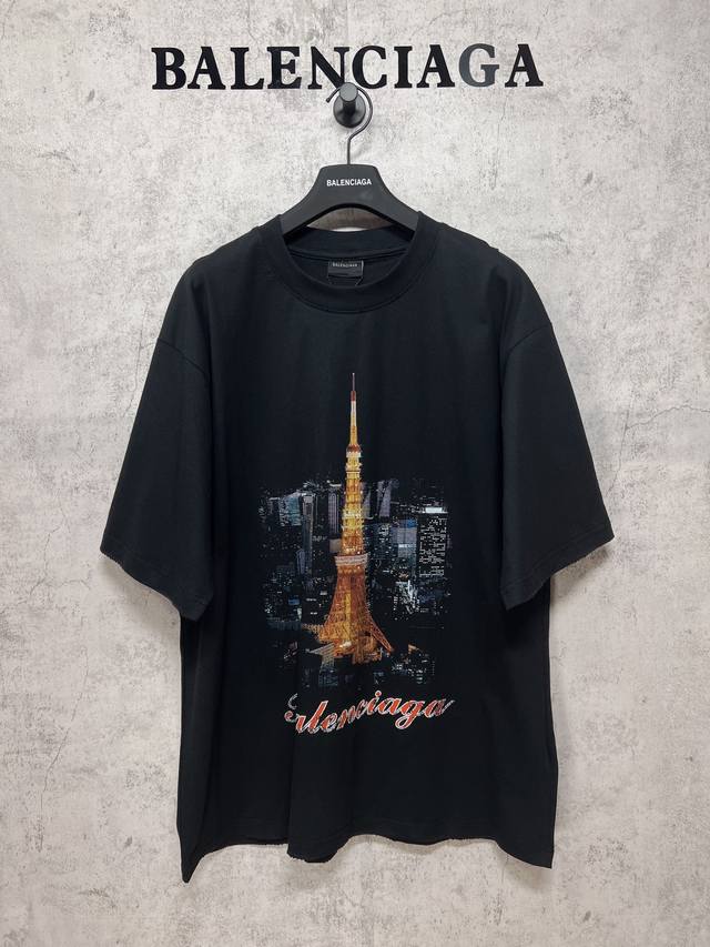Balenciaga Paris Balenciaga Tokyo Ginza Limited Eiffel Tower Short Sleeve Fabric