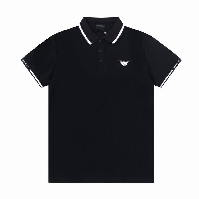 Armani Spring/Summer Lapel Polo Shirt New Collar Ribbon, Side Chest Embroidery,