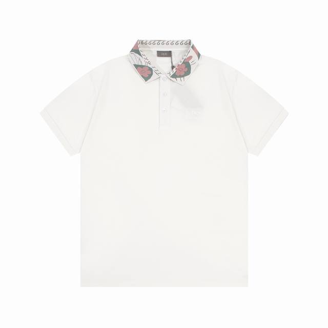Cd Polo shirt with letter embroidery and different colors patchwork collar Custo