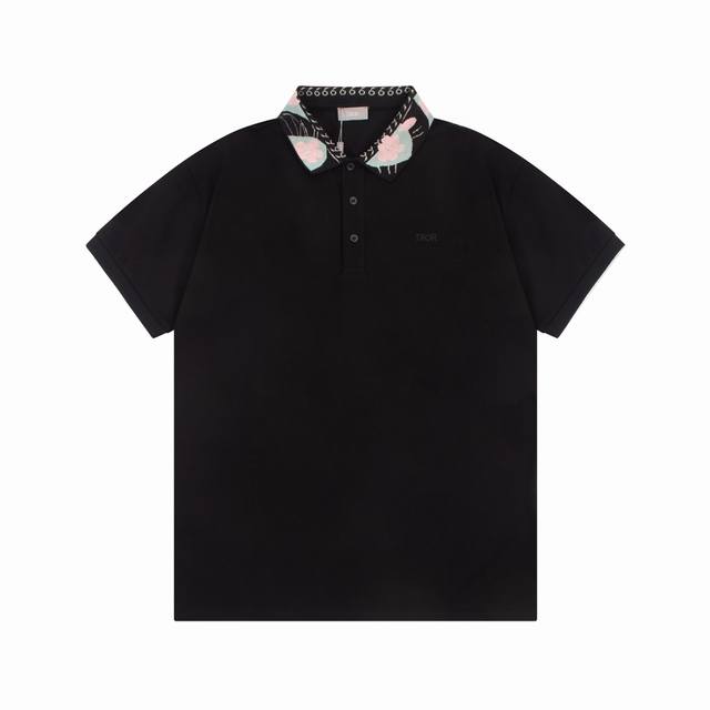 Cd Letter embroidery and different color patchwork collar Polo shirt Customized