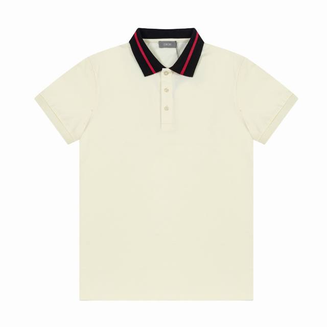 Dior new lapel short-sleeved Polo shirt with letter logo on the back collar. Cus