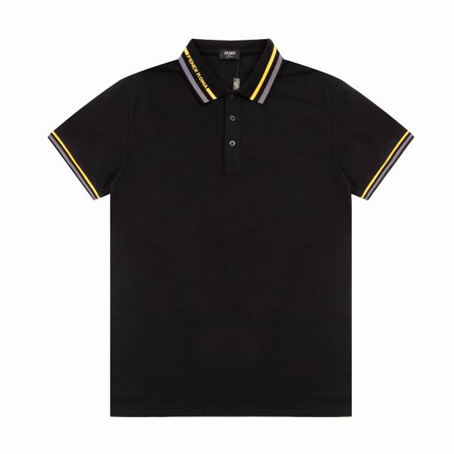 Fendi Spring and Summer Lapel Polo Shirt New Collar Weaving Letter Logo, Collar