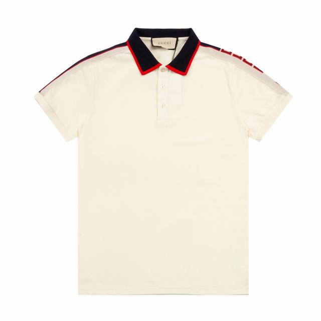 Gucci Spring and Summer Lapel Polo Shirt New Collar Ribbon Shoulder Letter Logo,