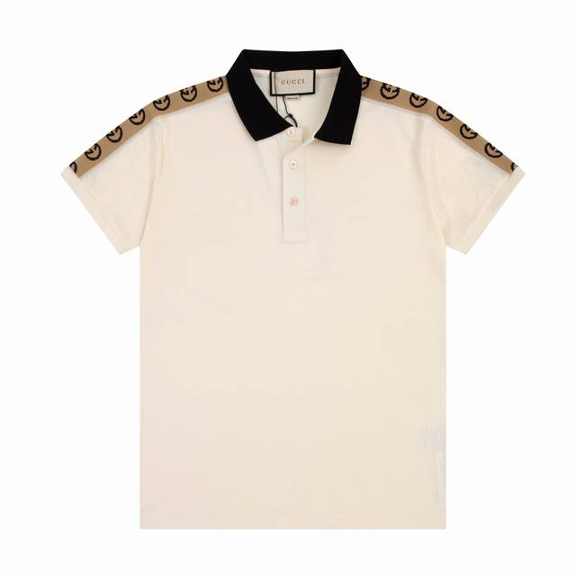 G Spring and Summer Lapel Polo Shirt New Classic Reflective Double G Letter Ribb