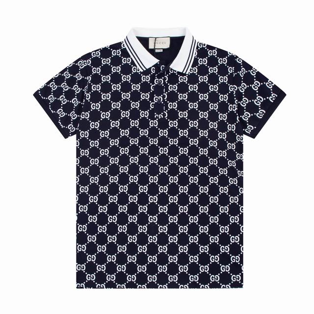 G Spring and Summer Lapel Polo Shirt New Classic Full Print Double G Logo, Custo