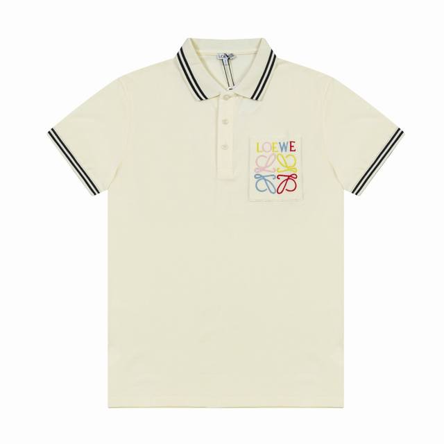 Loewe's new lapel short-sleeved Polo shirt with colorful embroidered logo on the