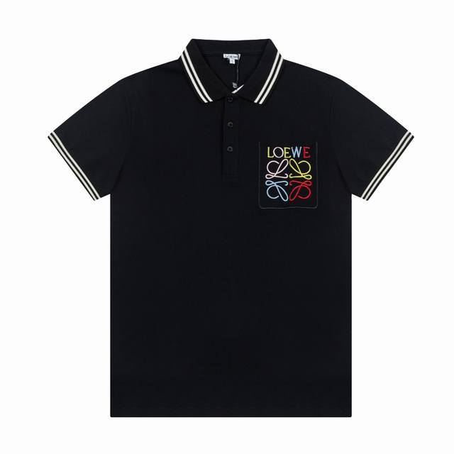 Loewe's new lapel short-sleeved Polo shirt with colorful embroidered logo on the