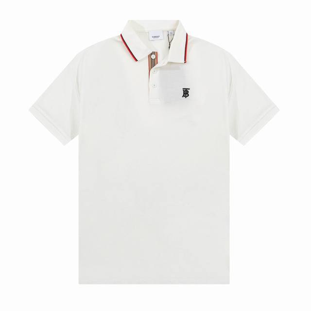 Bur Spring and Summer Lapel Polo Shirt New Classic Ribbon Placket Tb Embroidered