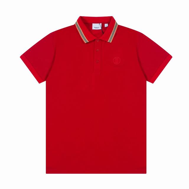 Bur Spring and Summer Lapel Polo Shirt New Collar Ribbon Round Label Letter Taji