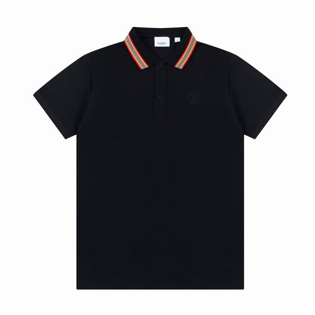 Bur Spring and Summer Lapel Polo Shirt New Collar Ribbon Round Label Letter Taji
