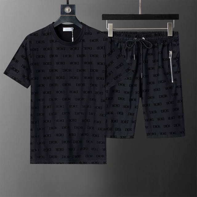 Spring and summer official website synchronized new round neck short suit, full
