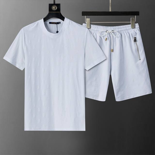 Spring and summer official website synchronized new round neck short suit, full