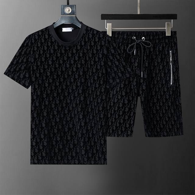 Spring and summer official website synchronized new round neck short suit, full