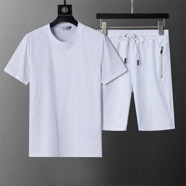 Spring and summer official website synchronized new round neck short suit, full