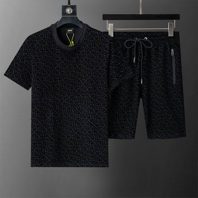 Spring and summer official website synchronized new round neck short suit, full