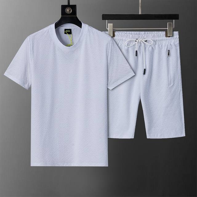 Spring and summer official website synchronized new round neck short suit, full
