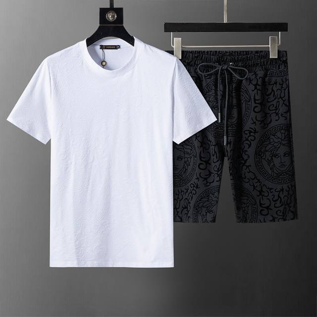 Spring and summer official website synchronized new round neck short suit, full
