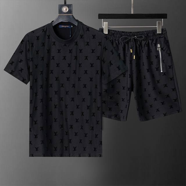 Spring and summer official website synchronized new round neck short suit, full