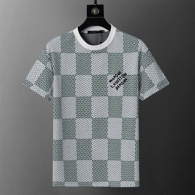 Spring and summer new T-shirt large chessboard jacquard fabric, exquisite workm