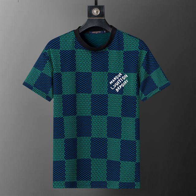 Spring and summer new T-shirt large chessboard jacquard fabric, exquisite workm