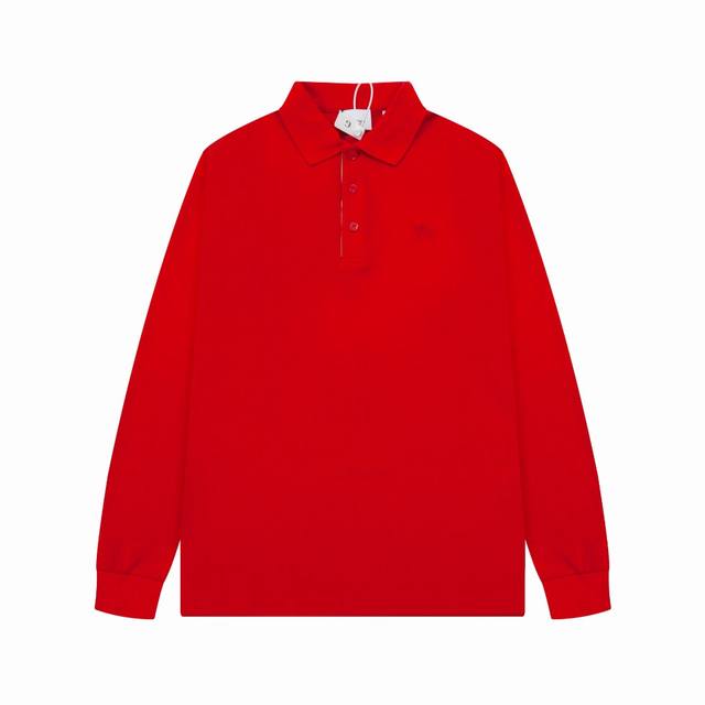Bur New lapel long-sleeved Polo shirt with classic warhorse embroidered logo, cu