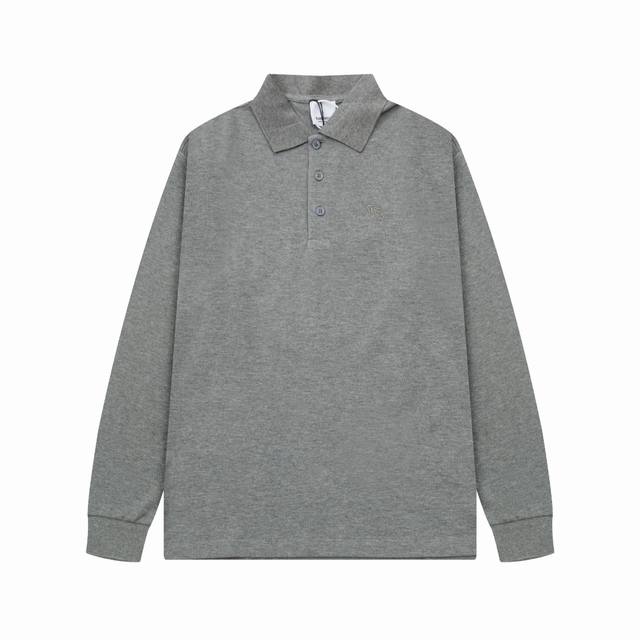 Bur New lapel long-sleeved Polo shirt with classic warhorse embroidered logo, cu