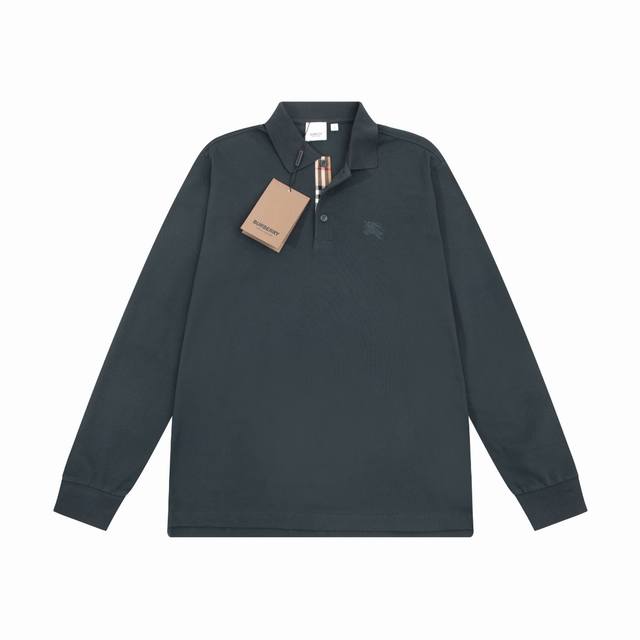 Bur New lapel long-sleeved Polo shirt with classic warhorse embroidered logo, cu