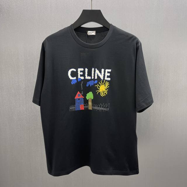 Celine Graffiti Series Printed T-shirt Size: S-Xl Decorated with a childlike pat