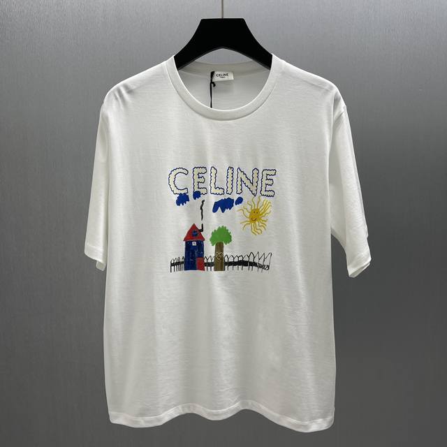 Celine Graffiti Series Printed T-shirt Size: S-Xl Decorated with a childlike pat