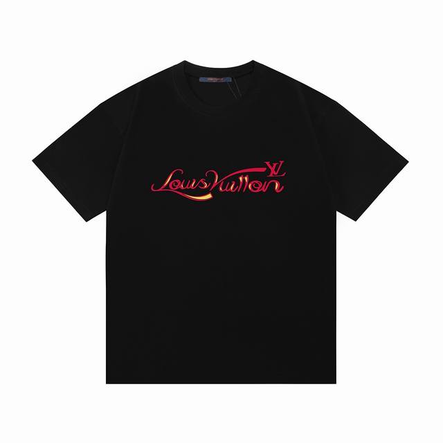 Lv 2025 new 3D embossed rubber letter logo unisex short-sleeved T-shirt Customiz