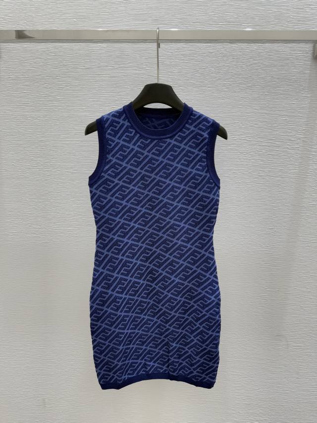 F Home Summer New Classic Letter Knitted Vest Dress Color: Blue Size: 36.38.40 D