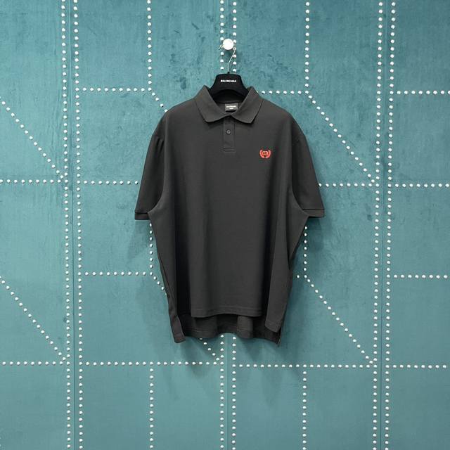 Balenciaga Blcg 25Ss red wheat ear double B embroidered Polo short-sleeved top.