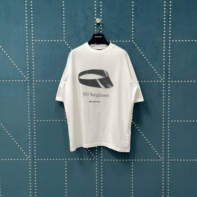 Balenciaga Blcg 25Ss 360 sunglasses printed short-sleeved T-shirt, a must-have f