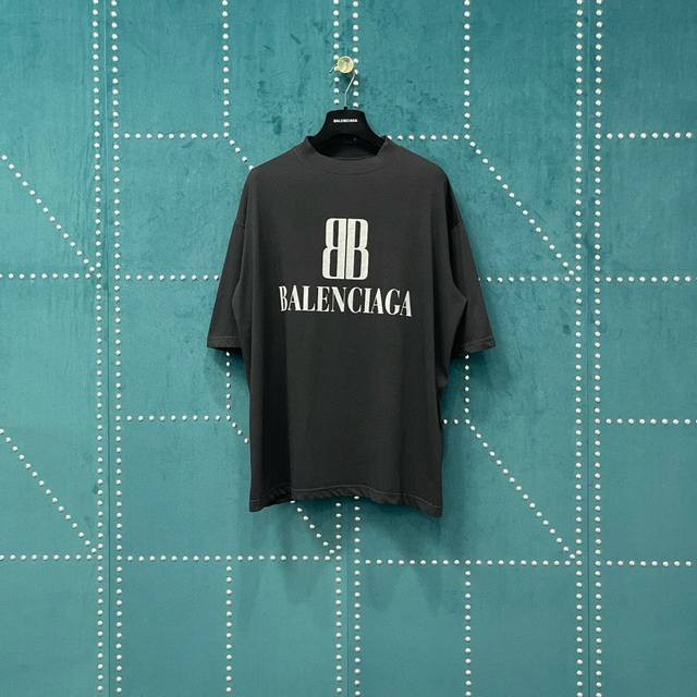 Balenciaga Blcg 25Ss square Bb print short-sleeved T-shirt, a must-have for ever