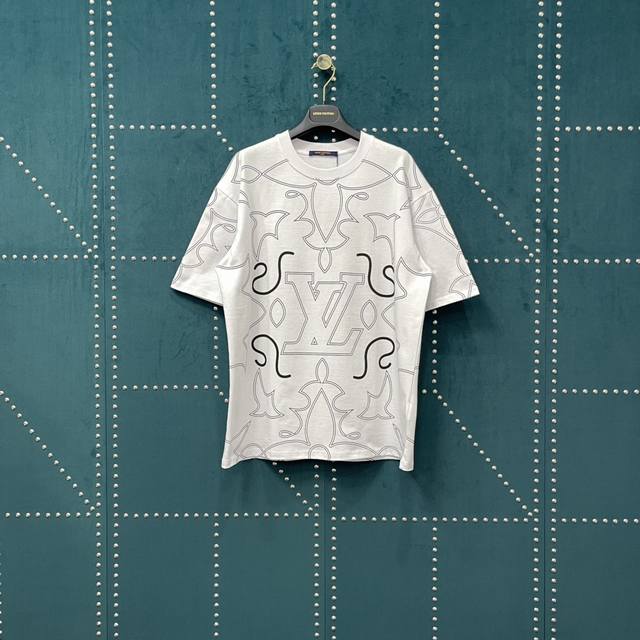 Louis Vuitton 1V 25Ss line monogram full-print short-sleeved T-shirt Lv019 light