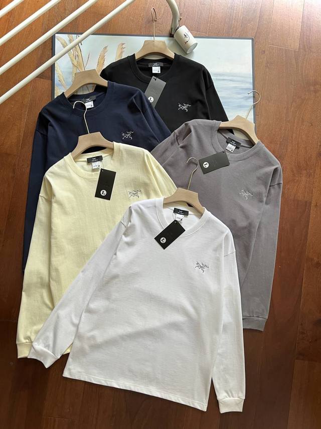 Arc'teryx Round Neck, Versatile Stretch Cotton Embroidered Long-Sleeved T-shirt.