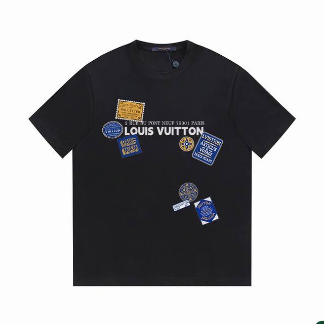 Lv 25Ss Spring/Summer Printed Short T-shirt Series - Lv Badge Streetwear T-shirt