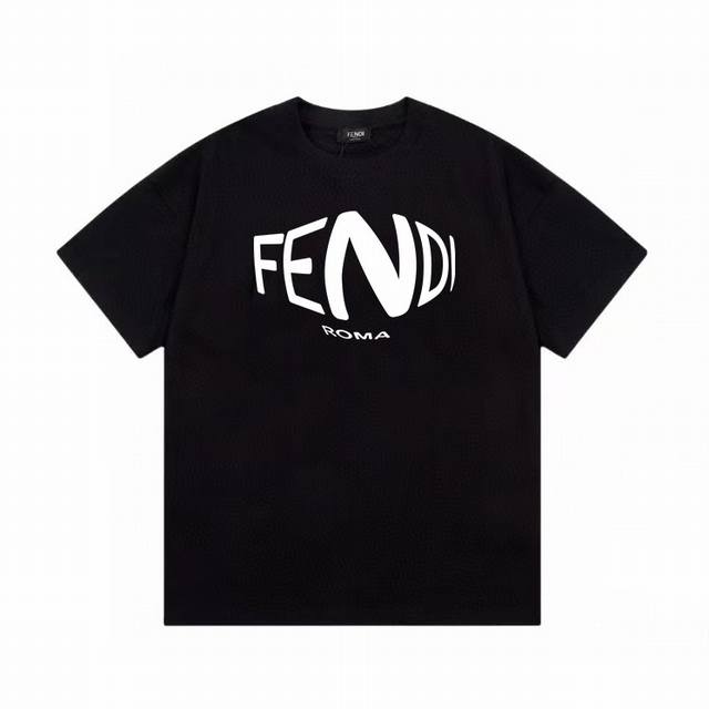 2025Ss Fendi Summer Cotton Loose Fit Men's Couple's Short-Sleeved T-shirt Ins. M