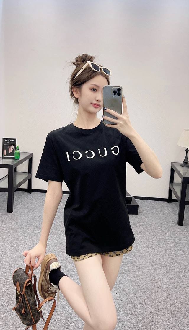 A616Gucc*2025 New arrival for early spring Round neck printed short sleeves Cust