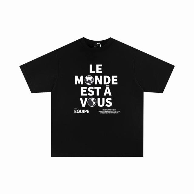 High-end quality Lv front and back letter printed logo round neck T-shirt, made