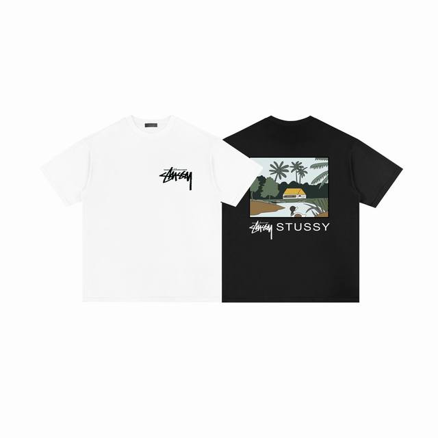 Stussy Tee Dice Pigment Island Cartoon Postcard Unisex Short-Sleeved T-Shirt *21