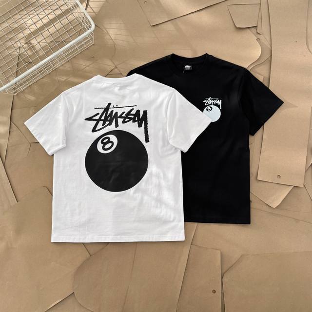 Stussy Casual Eight-Ball Print Short-Sleeve T-Shirt 003 - Standard Fit - Unisex