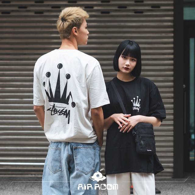 Stussy Stock Crown Tee Logo crown print round neck short-sleeved pullover T-shir