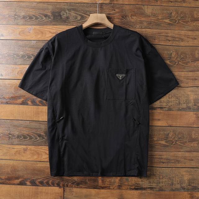Prada 24 latest model simple short-sleeved shirt with triangle badge for men and