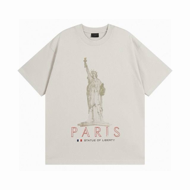Balenciaga 2025 SS runway style Statue of Liberty washed and distressed short-sl