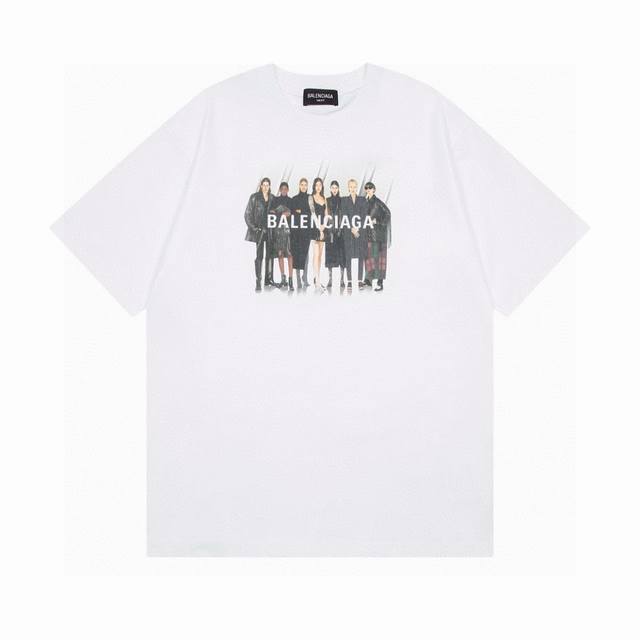 Balenciaga 2025 Ss Classic Portrait Band Direct-Inkjet Printed Short-Sleeve T-sh